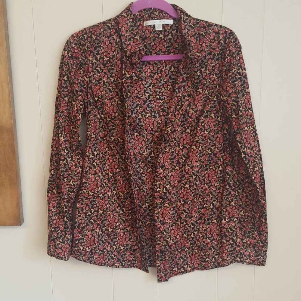 Black and red floral blouse